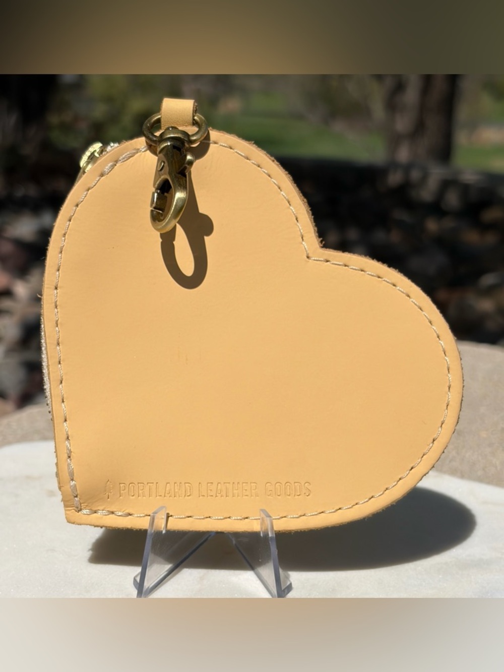 Heart Coin Pouch Portland Leather Goods Vanilla Yellow Full-Grain Leather NWOT